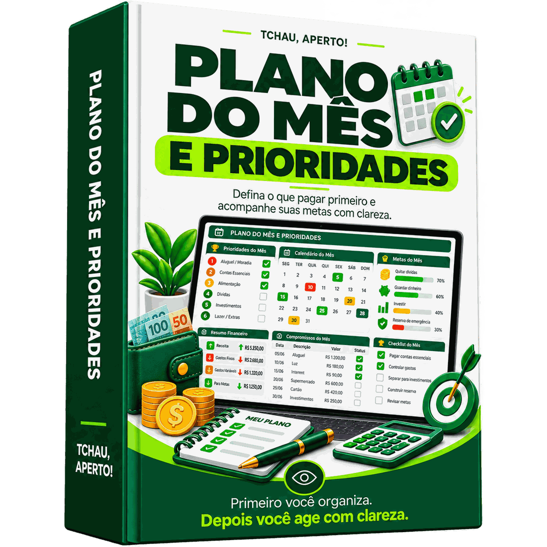 Mockup do módulo Plano do Mês e Prioridades